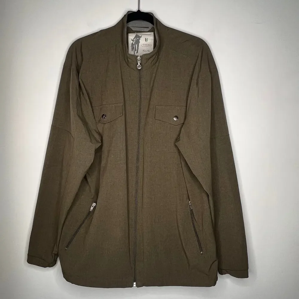 Linksoul Olive Zip Windbreaker Jacket Size XL